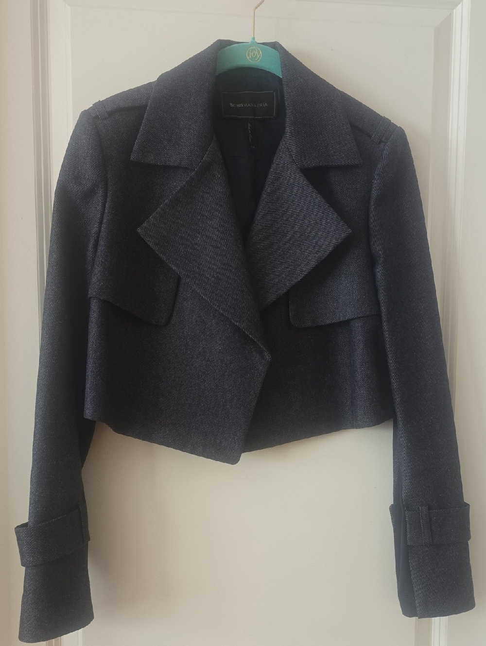 BCBGMaxAzria Cropped Cotton Blazer - Dark Blue